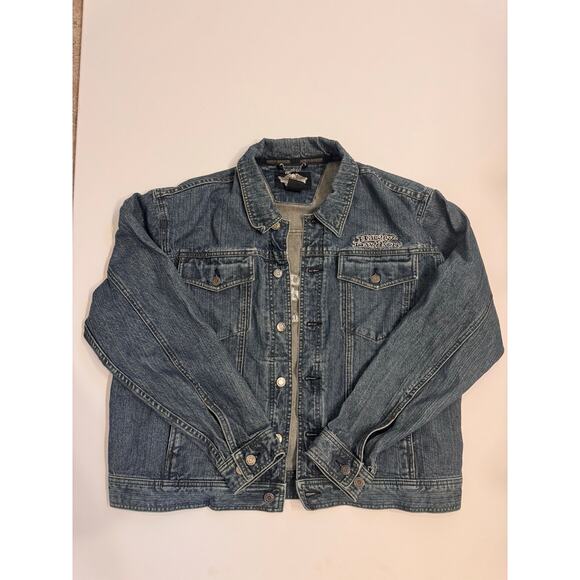 Vintage 2005 Harley Davidson Women's Denim Jean Jacket Embroidered Size XL - Picture 1 of 6